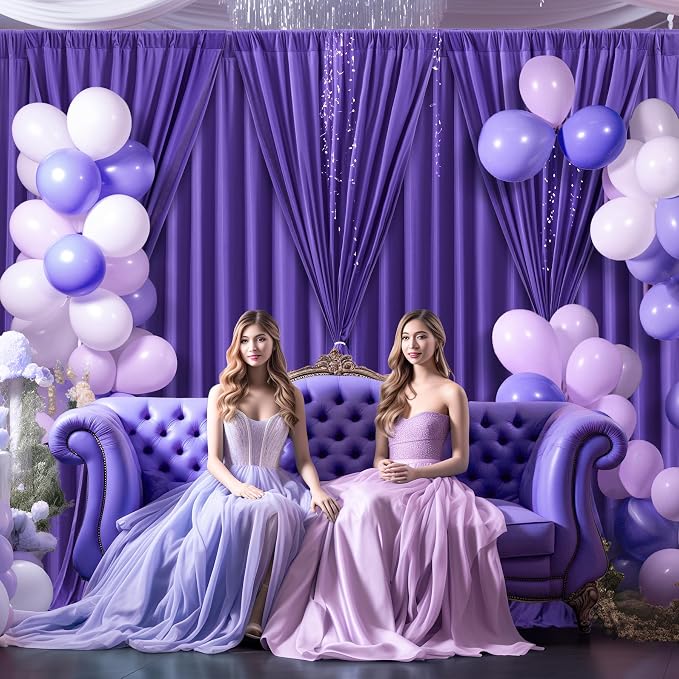 Wish Care Purple Backdrop Curtains - 6 Panels, Wrinkle-Free, Polyester, Photography Drapes for Baby Shower, Birthday Party, Wedding, Prom, Photo Booth - 24 X 10FT (Purple) - Image 6