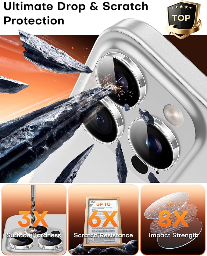 TOCOL for iPhone 16 Pro Max Camera Lens Protector/iPhone 16 Pro Camera Lens Protector Tempered Glass HD Individual Scratch Resistant Cover Accessories Case Friendly 2 Pack（Clear） - Image 4