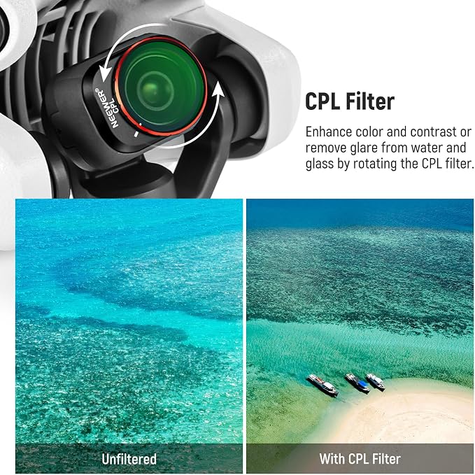 NEEWER Snap On ND&CPL Filter Set Compatible with DJI Mini 4 Pro, 6 Pack CPL Filter and Neutral Density Filters ND8 ND16 ND32 ND64 ND128 with Ultra Slim Frame Double Sided Coated HD Glass - Image 3