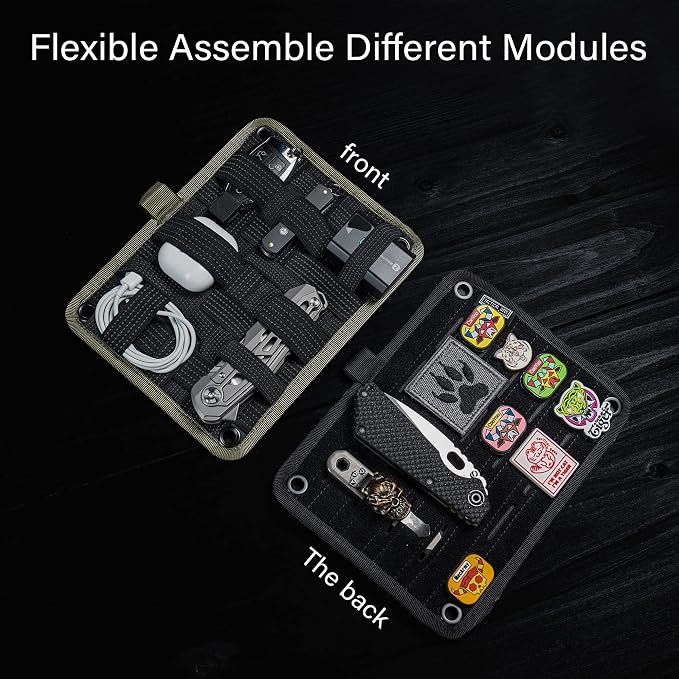 TACTICAL_GEEK EDC Organizer Board, Anti-Slip Elastic Woven Board, Utility Bag Insert Panel for Small Gear, Backpack Accessories (TCM-Black) - Image 4