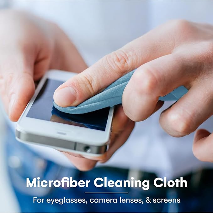 Care Touch Eyeglass Cleaning Cloth - 12 Pack of Microfiber Cleaning Cloth for Glasses, Lenses, Phones and Screens - Large, Lint-Free, Reusable and Scratch-Free - 6 x 7 Inches - Blue - Image 2