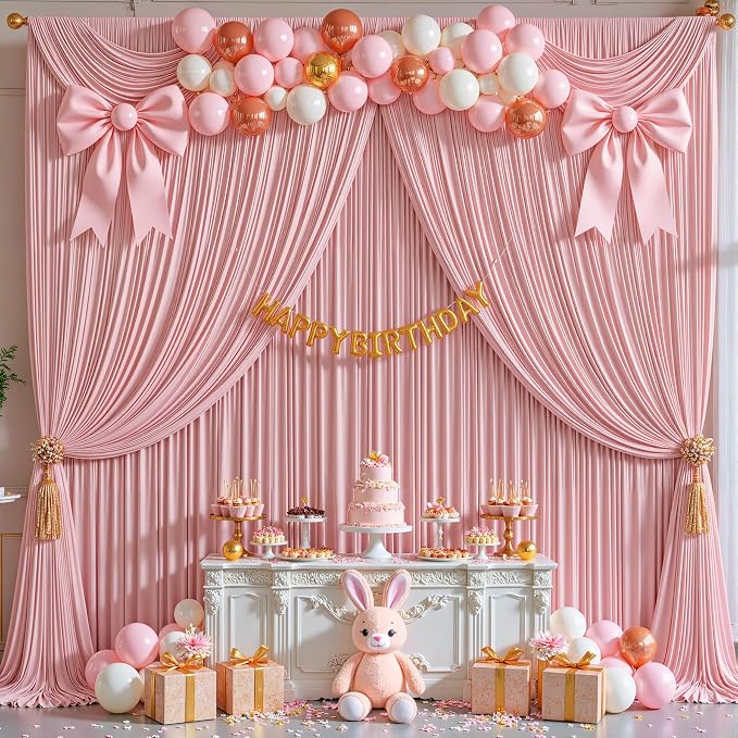 Rose Backdrop Curtains-Wrinkle-Free Polyester Photography Drapes Party Curtain Background for Baby Shower Wedding Decorations- 16 X10FT - Image 8