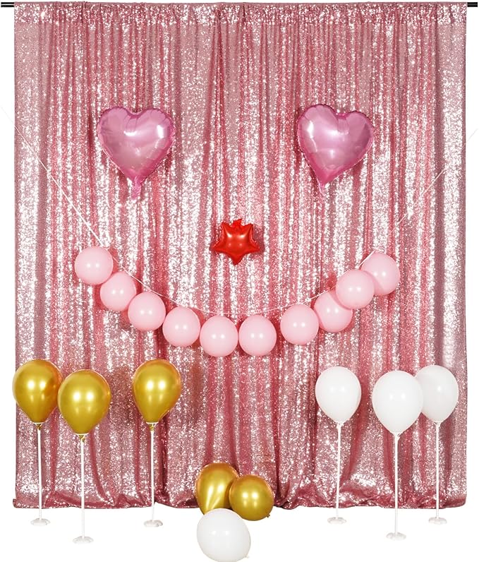 Poise3EHome Fuchsia Pink Sequin Backdrop,8FT x 10FT Sequin Photography Backdrop Curtain for Party Decoration - Image 2