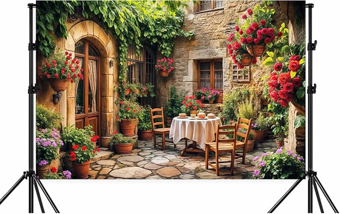 6X4ft Italian Theme Backdrop Italy Town Street Backdrop for Photography, Europe Village Town Landscape Photography Background Garden Tea Party Barnner Photo Studio Props, Color-5 - Image 6