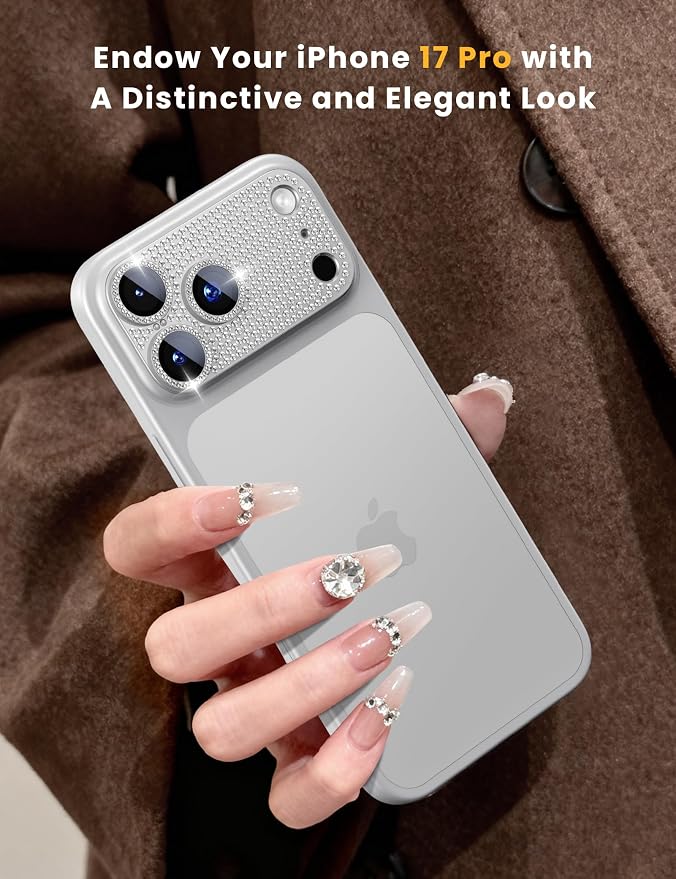 Hoerrye for iPhone 17 Pro Camera Lens Protector - Bling Diamond | Military Grade Protection, Keep Lens Original Design, 9H Tempered Glass Camera Cover Screen Protector - Image 3