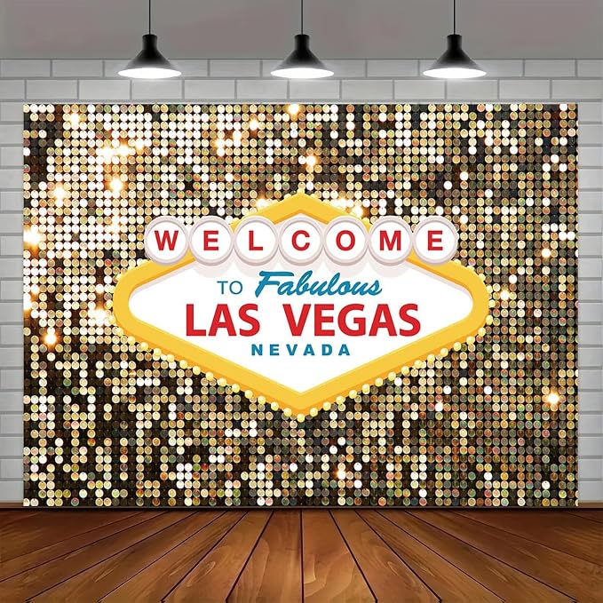 9x6FT Fabulous Casino Photo Backdrops Welcome to Las Vegas Party Poker Movie Themed Photography Background Vintage Costume Dress-up Baby Shower Banner Birthday Prom Ceremony Supplies Props Vinyl - Image 5