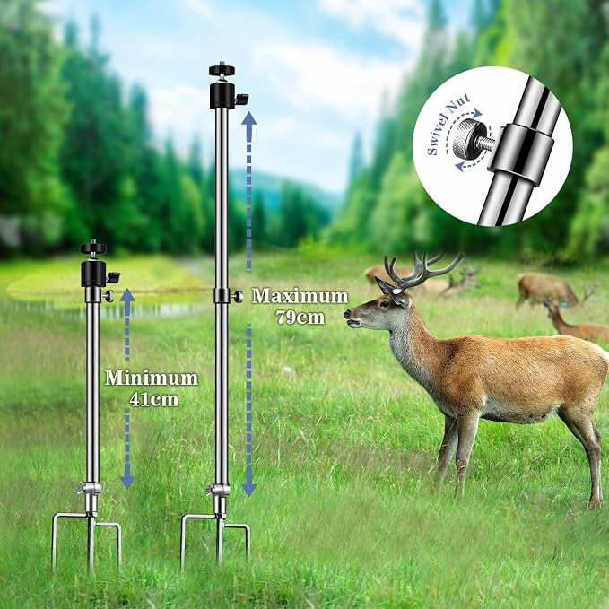 Stedan 1 Pack Trail & Game Camera Stand Thick Foldable Stainless Steel Bracket 360° Adjustable Universal Thread Connection 1/4''-20 (6 mm) for Trail Camera Deer Cam Accessories - Image 5