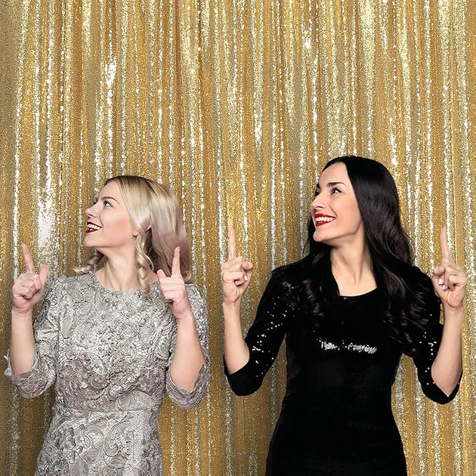 SquarePie 6x8ft Gold Sequin Backdrop, High Density Non-Transparent Glitter Curtain for Photography, Birthday, Wedding Party Decorations, Thick Solid Background with 4" Rod Pocket, 1 Panel - Image 9