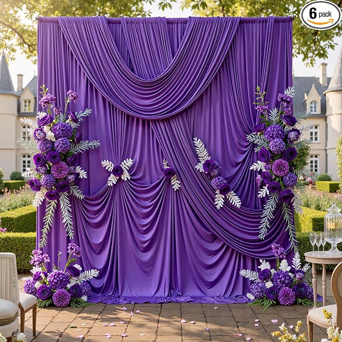 30ftx10ft Purple Backdrop Curtains for Party Background, Wrinkle Free Purple Photo Backdrop Drapes 6 Panels Back Drop Cloth for Wedding Birthday Photography Baby Shower Decor by CO-AVE