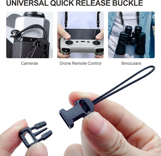 Padwa Lifestyle 4 Pcs Black Quick Release Camera Strap QD Loops Connector Adapter - Camera Quick Release Clip Compatible for All Compact Digital Cameras,Binoculars, Drone Remote Control and USB Stick - Image 3
