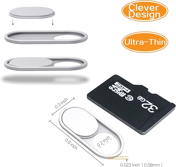 imluckies Metal Webcam Cover Slide, 0.023in Camera Cover for Laptop Computer, MacBook Pro/Air iMac iPad Tablet iPhone 8/7/6 Plus, Echo Show/Spot Web Camera Blocker Protect Your Privacy [2 Pack White] - Image 2