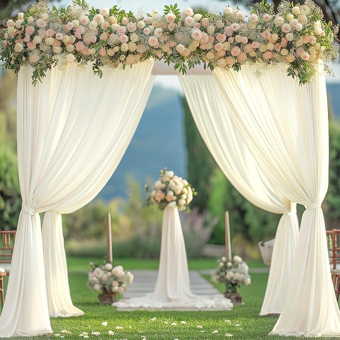 Wish Care Ivory Backdrop Curtains 4 Panels - Wrinkle-Free Polyester Photography Drapes for Wedding, Baby Shower, Birthday Party & More - 16 X10FT (Ivory) - Image 2