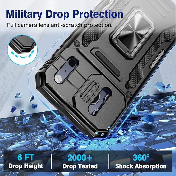 VEGO for iPhone 17 Pro Max Case with Privacy Screen Protector Black | Slide Camera Cover & Ring Kickstand Military Grade Heavy Duty Protection Cover for iPhone 17 ProMax 5G 6.9 Inch - Black - Image 6
