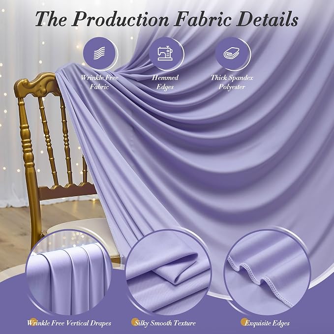 40 ft x 10 ft Wrinkle Free Lavender Backdrop Curtain for Parties, Polyester Light Purple Photo Backdrop Drapes 8 Panels 5x10ft for Baby Shower Photoshoot Wedding Birthday Party Photography Curtains - Image 4