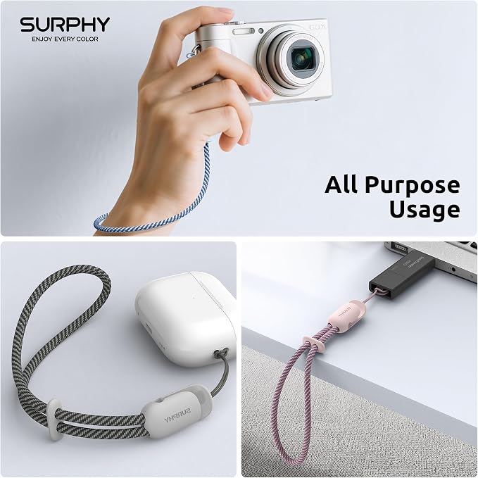 SURPHY 3 Pack Phone Wrist Strap, Phone Lanyard with Cellphone Tether Tab | Phone Strap Charm, Camera Wrist Strap with 2-Color Braided, Phone Wristlet, Wrist Lanyard for Case - Image 5