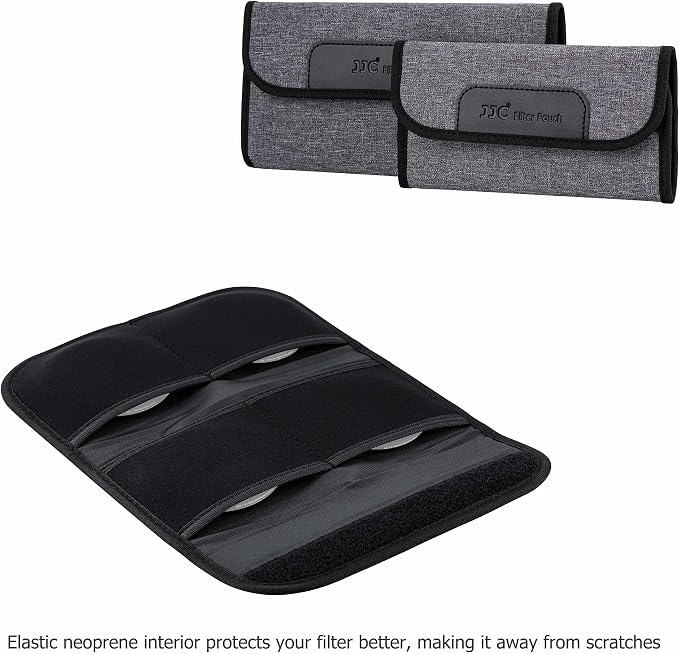 4-Pocket Lens Filter Pouch Case for Circular Filter Up to 82mm, Dustproof Lens Filter Wallet with Padded Elastic Interior for ND UV CPL Filter | Padded Folding Filter Bag, Hoop & Loop Closure, Durable Polyester Material, Handy Size 8.3x4.1x1.0", Compac... - Image 5