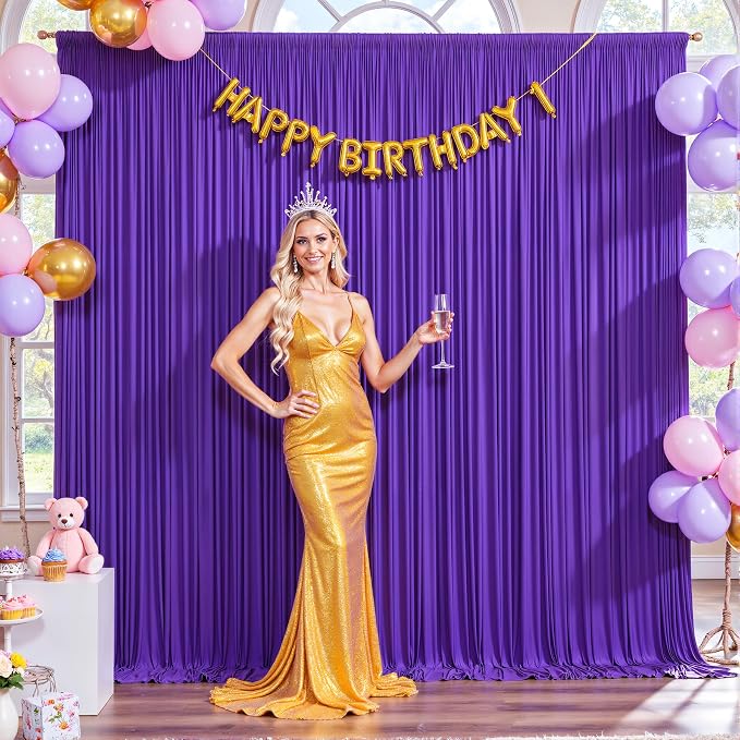 8 Panels Purple Backdrop Curtain for Parties Wedding Wrinkle Free Purple Photo Curtains Backdrop Drapes Fabric Decoration for Birthday Party Photography 40ft(W) x 10ft(H) - Image 9