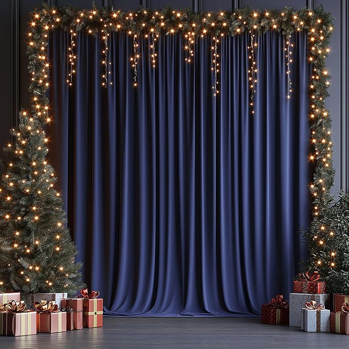ESGOTBME 20x10ft Wrinkle Free Navy Blue Backdrop Curtain for Parties Soft Fabric Drapes Wedding Curtain Backdrop for Birthday Party Decorations Background for Photography 5x10ft, 4 Panels - Image 2