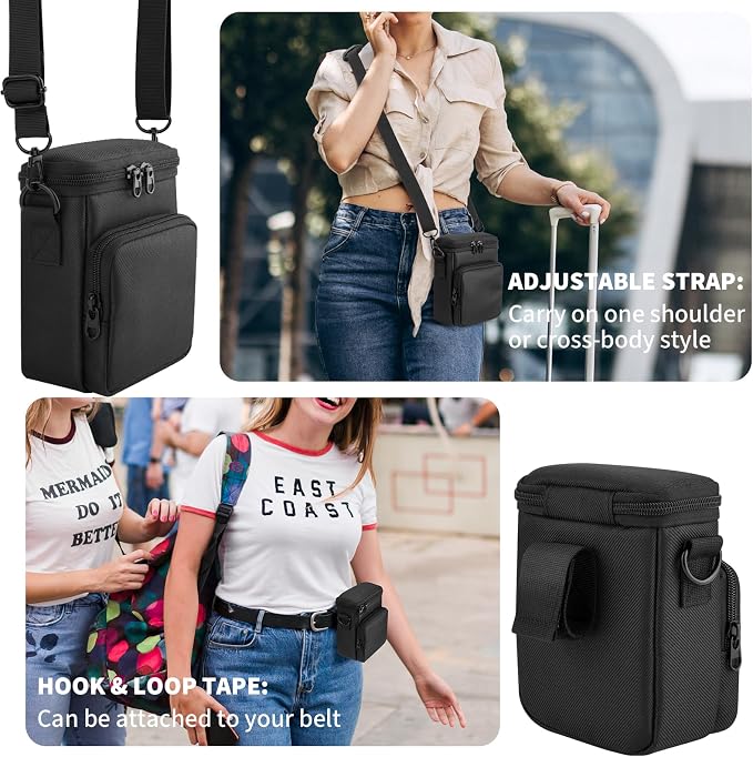 Travel Case for Fujifilm Instax Mini EVO Hybrid Instant Camera | Portable Storage Bag with Adjustable Strap & Belt Loop, Compatible with LiPlay+ Hybrid Instant Camera, Black, Case Only - Image 7