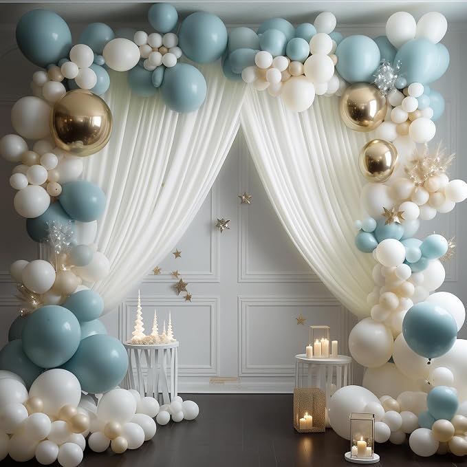 Ivory Backdrop Curtain for Parties Backdrop Drapes, 3Pack 10x10FT | Wrinkle Free Polyester Curtain Backdrop Draping Fabric for Backdrop Photoshoot Birthday Party Background,6 Panel 5x10FT - Image 4