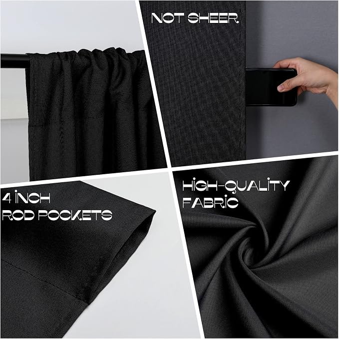 Joydeco Black Backdrop Curtain for Parties, Wrinkle Free Black Curtains Photo Backdrop for Wedding Decor, Birthday Party Graduation Baby Shower Photography(5ft x 7ft, 2 Panels) - Image 4