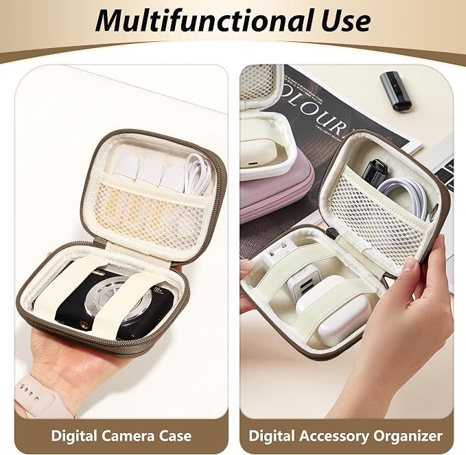 Digital Camera Case for KODAK PIXPRO FZ55/FZ45, Case Only, Brown | Fits CAMKORY DC403 and Canon PowerShot ELPH 360 HS Compact Digital Cameras, Small Hard Shell Camera Pouch with Mesh Pocket - Image 7