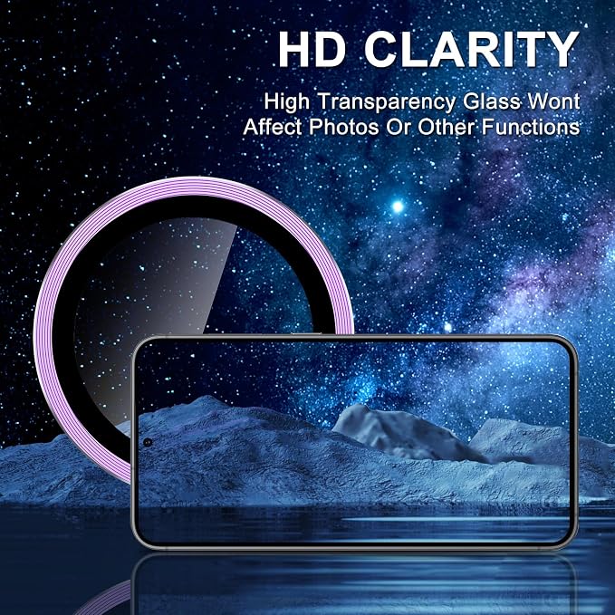 for Samsung Galaxy S24 Camera Lens Protector, Individual Metal Ring Tempered Glass Lens Cover, [Strong Adsorption] Scratch Resistant Ultra-Thin HD Clear Lens Cover, 2 Sets-Purple - Image 4