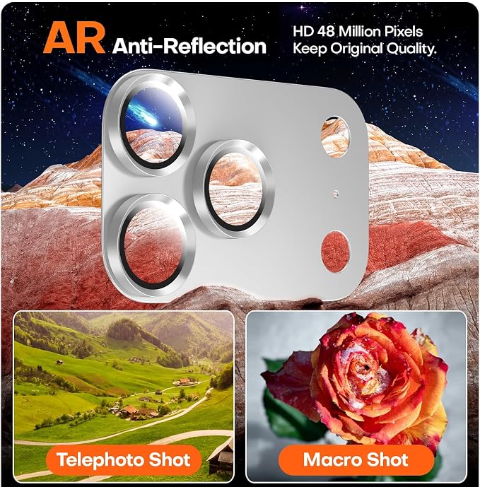 for iPhone 17 Pro Max Camera Lens Protector- Silver | Aluminum Alloy, Tempered Glass Camera Cover, Nano Reinforced Adhesive, Accessories, Anti-Drop, Anti-Scratch, Case Friendly - Image 5