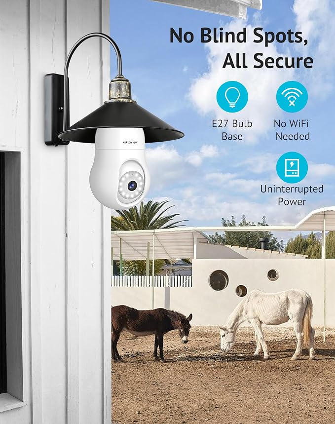 LaView 4G LTE Cellular Light Bulb Security Camera,360°2K Security Cameras Wireless Outdoor Indoor 4MP Full Color Day and Night,Motion Detection, Audible Alarm,Easy Installation,Compatible with Alexa - Image 3