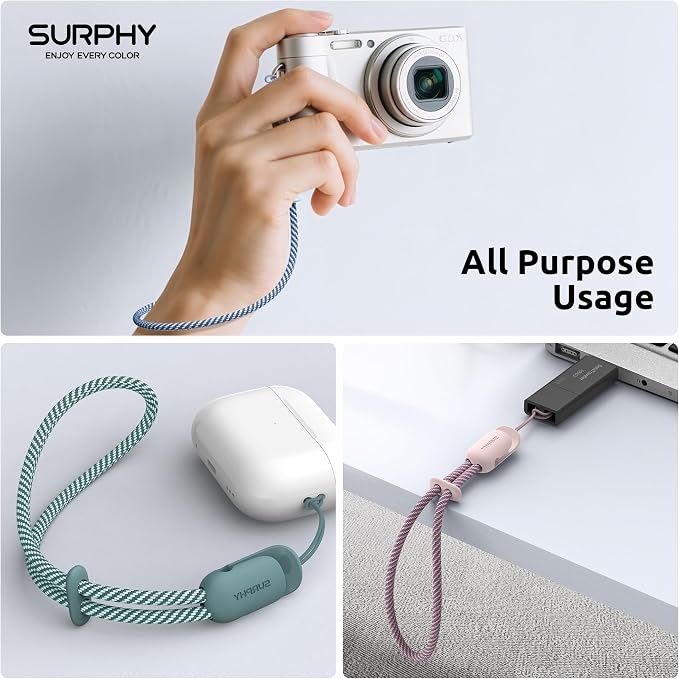 SURPHY 3 Pack Phone Wrist Strap, Phone Lanyard with Cellphone Tether Tab | Phone Strap Charm, Camera Wrist Strap with 2-Color Braided, Phone Wristlet, Wrist Lanyard for Case - Image 7