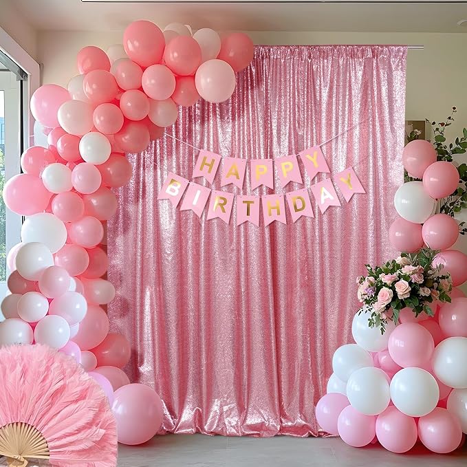SquarePie 10x10ft Fuchsia Pink Sequin Backdrop, High Density Non-Transparent Glitter Curtain for Photography, Birthday, Wedding Party Decorations, Thick Solid Background with 4" Rod Pocket, 1 Panel - Image 8