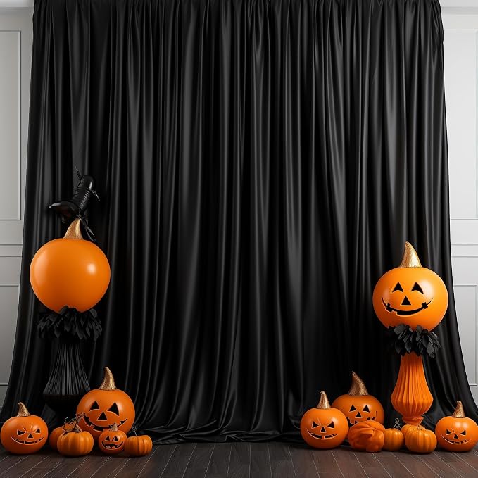 Black Backdrop Curtain for Parties Backdrop Drapes, 2Pack 10x8FT | Wrinkle Free Polyester Curtain Backdrop Draping Fabric for Backdrop Photoshoot Birthday Party Background,4 Panel 5x8FT - Image 5