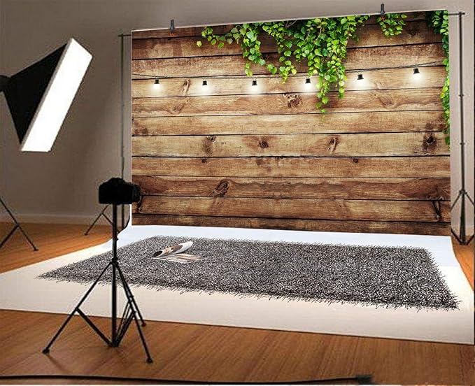 10x6.5ft Rustic Background for Photography Green Leaves Woodlands Photos Backdrops Wood Plank Backdrops for Weddings Birthday Baby Shower Party Barn Farmhouse Decorative Banner - Image 3