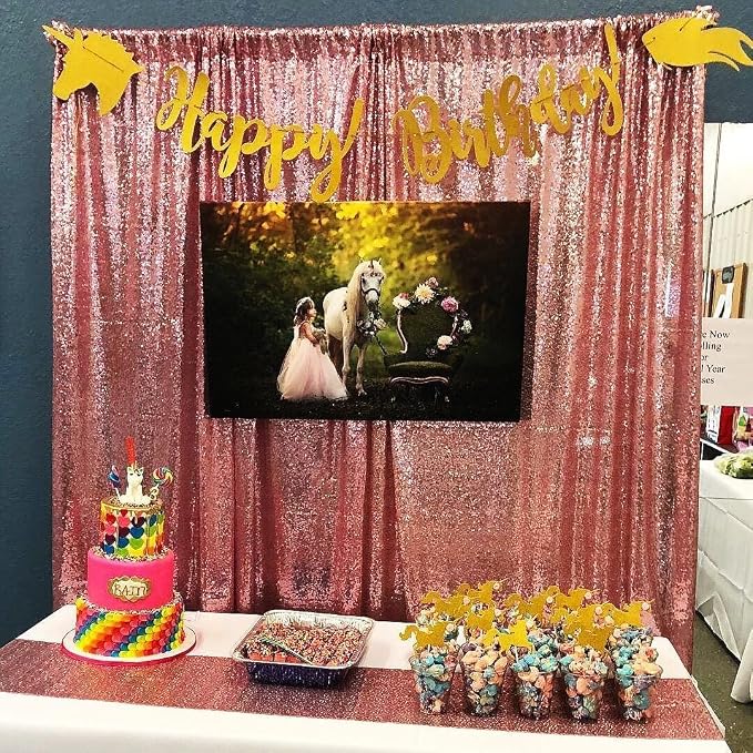 Poise3EHome Fuchsia Pink Sequin Backdrop,8FT x 10FT Sequin Photography Backdrop Curtain for Party Decoration - Image 4