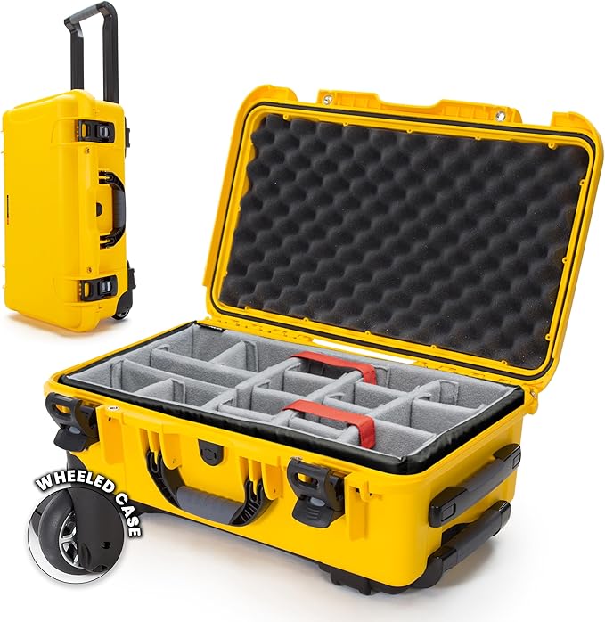 NANUK 935 Hard Case for Camera & Lenses with Padded Divider – Waterproof Equipment Case with Wheels, 22” x 14” x 9” – Dustproof, Impact Resistant, Carry-On Approved for Most Airlines – Yellow | 22' x 14' x 9' - Dustproof, Padded Divider - Waterproof Eq... by NANUK