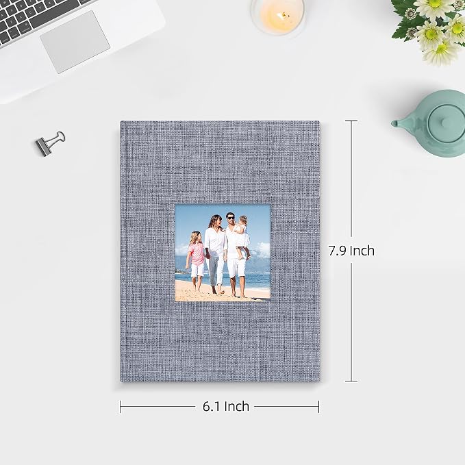 Mublalbum 2 Pack Small Photo Album 5x7, 52 Pockets, Linen Cover,Gray | Linen Cover with Display Window, 52 Vertical Pockets, Portable Mini Picture Book for Artwork Postcards, Picture Storage - Image 2