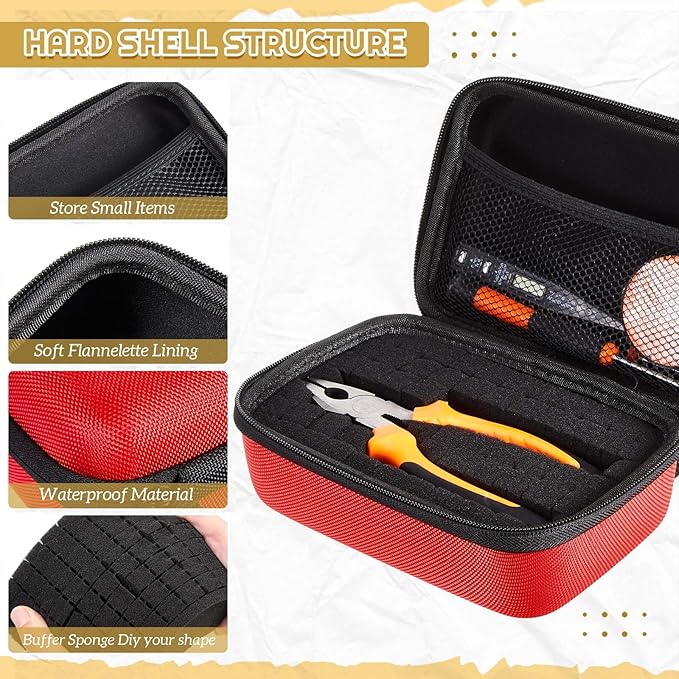 Relaxweex Hard Case with Foam, 7.1 X 4.7 X 3.1 Inch, Red | EVA Waterproof Shockproof Case, Customizable Foam for Camera Electronics Instruments, Digital Products, with Knife - Image 3