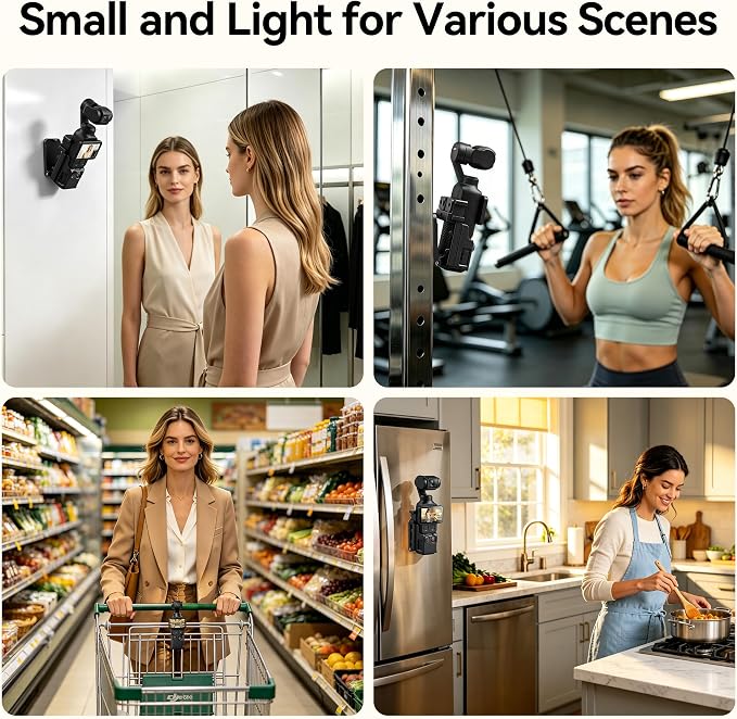 AMAZEAR Magnetic Mount Stand Compatible with DJI Osmo Pocket 4P/4/3/Xtra Muse, Pocket4 Accessories Adapter Clamp Magnet Suction Case Holder on Desktop/Vertical Surface, 180° Adjustable Handle, Black - Image 7