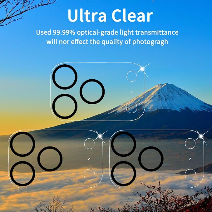 Dengduoduo 3 Pack Camera Lens Protector for iPhone 17 Pro Max, Tempered Glass, Ultra HD, 9H Hardness, Anti-Scratch, Case Friendly, Easy to Install [No Affect on Night Shots] - Image 3