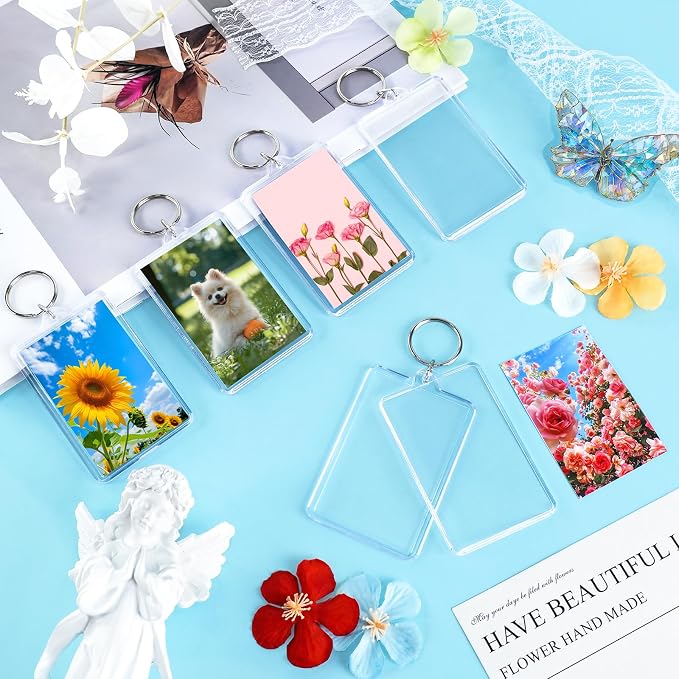ZZYFGH 32 Pcs Photo Keychain (2 * 3 inch) Picture Frame Keychains Bulk, Acrylic Clear Rectangle Photo Keychain for DIY Craft Graduation Gift- Suitable for Photo Size 1.75 inch x 2.75 inch - Image 7