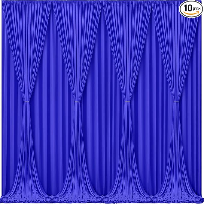 Royal Blue Backdrop Curtains 10 Panels - Wrinkle-Free Polyester Photography Drapes for Baby Shower & Birthday Party - 40 X 10FT by WishCare