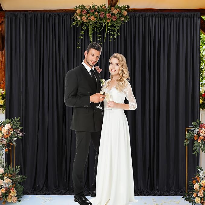 Black Backdrop Curtain 8 Panels-Wrinkle-Free Black Curtains Polyester Photography Drapes for Wedding Birthday Party Photo Background Backdrop Stand- 32 X10FT - Image 4