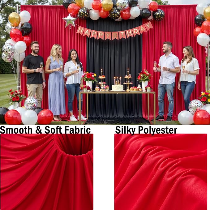 30ftx10ft Red Backdrop Curtains for Parties, Wrinkle Free 6 Panels 5x10ft Silky Photo Backdrop Drapes Back Drop Cloth Drapery for Wedding Birthday Photography Baby Shower Background Decor - Image 4
