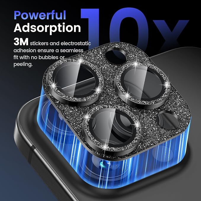 Tensea for iPhone 15 Pro Max/iPhone 15 Pro Camera Lens Protector Bling | Metal Aluminum Alloy Tempered Glass Cover Camera Screen Protector Accessories, Case Friendly - Image 6