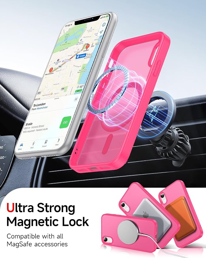 LeYi for iPhone-XR Cases Pink with Screen Protector X2 + Camera Cover X2:[ MagSafe Compatible] Magnetic Slim Cases for i Phone 10 iphoneXR Military Grade Protective Girls Funda para 10XR, Hot Pink - Image 4