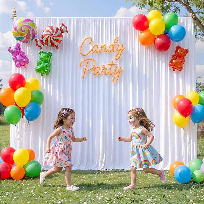 50ftx10ft Wrinkle Free White Backdrop Curtain for Party Background, 10 Panels Silky Polyester Photo Backdrop Drapes Back Drop Cloth for Wedding Birthday Photography Baby Shower Photoshoot Decor - Image 7