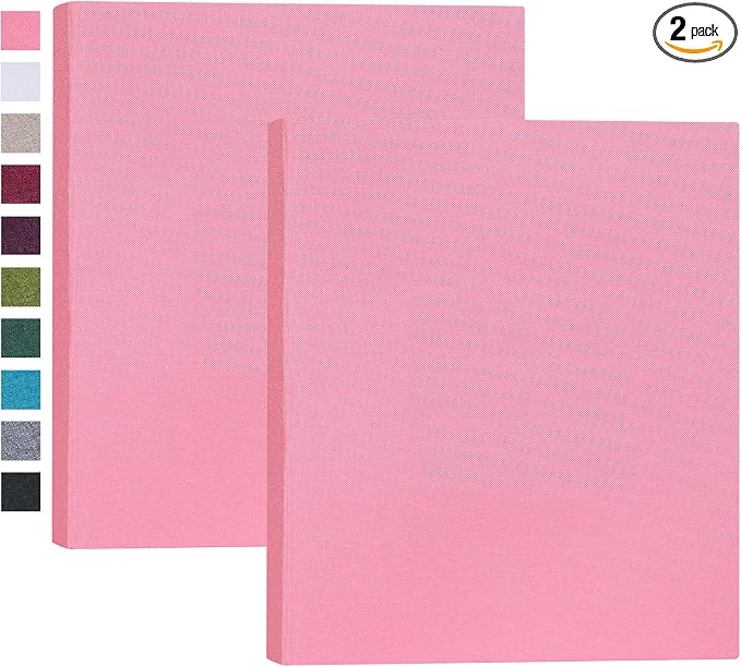 Mublalbum 2 Pack Small 8x10 Photo Album, 52 Pockets, Linen Cover,Pink | Linen Cover, Portable Mini Picture Book, Holds 52 Vertical Pockets for Artwork Postcards, Picture Storage by Mublalbum