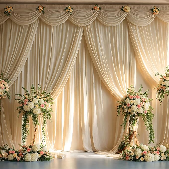 10ft x 8ft Wrinkle Free Champagne Backdrop Curtains for Parties, Thick Fabric Photo Backdrop Drapes for Weddings Photography Birthday Party Backgrpund Decor - Image 5