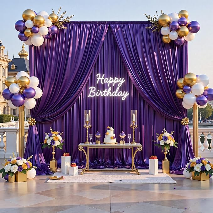 10x10FT Purple Sequin Backdrop Curtain for Party - 2 Panels 5x10FT Wrinkle-Free Shimmer Drapes for Birthday, Wedding, Christmas, Decorations & Photography - Image 3