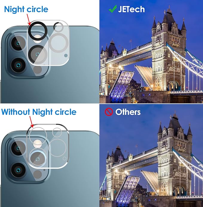 JETech Screen Protector for iPhone 12 Pro, 2+2 Pack | with Camera Lens Protector, HD Clear Tempered Glass, Face ID Compatible, Anti-Scratch Protection - Image 4